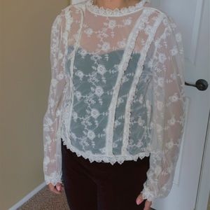 White Lace Cover Top